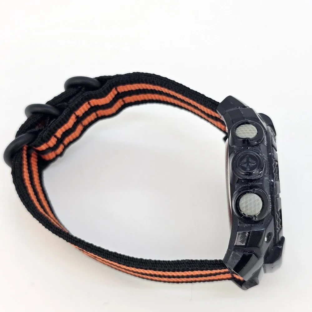 Armitron Men's Digital Sport Watch 48MM‎ Black Case NEW Orange Black Nylon Bands